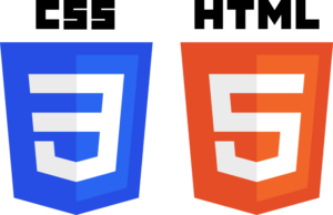 this image includes the logos of HTML and CSS.